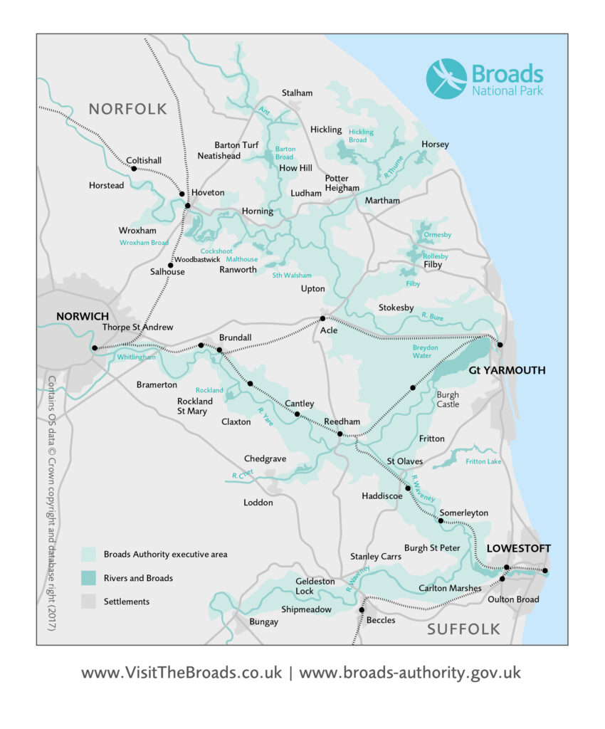 To show the area in England known as The Broads