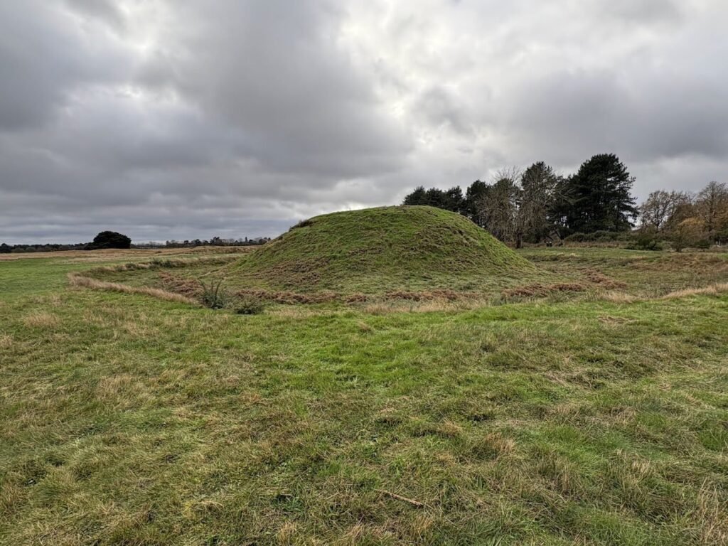 Photo of burial mound during visit to Sutton Hoo.