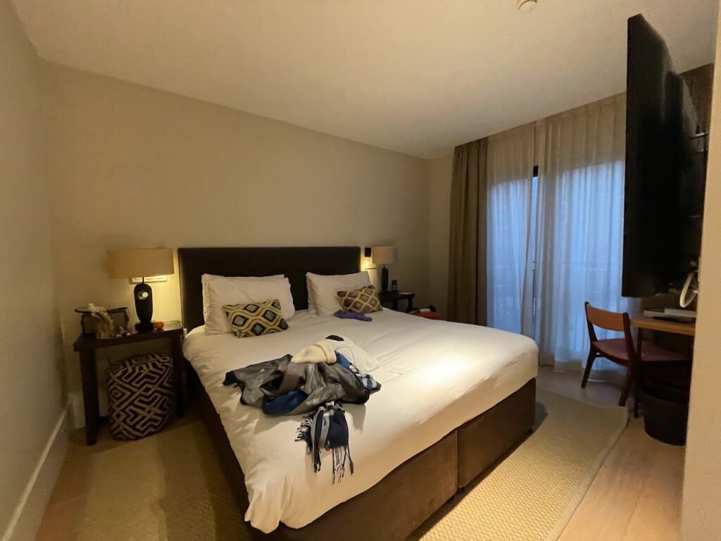 Cozy hotel room for one in Antwerp, Belgium.